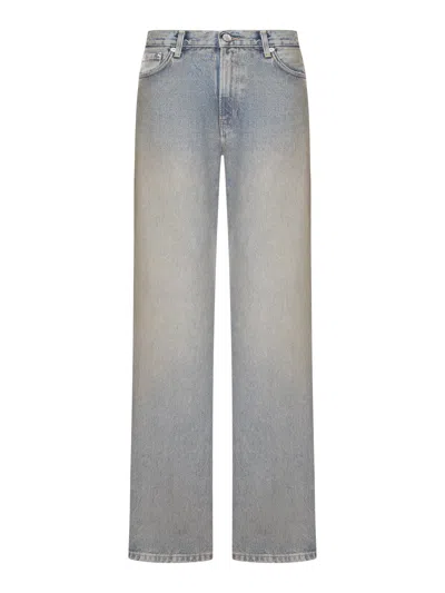 Haikure Wide Leg Denim Jeans In Light Wash In Blue
