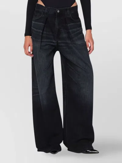 Haikure Wide-leg Denim Jeans With Front And Back Pockets In Black