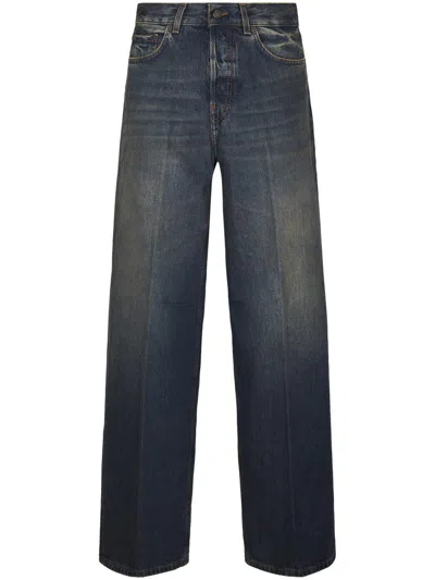Haikure Wide-leg Denim Jeans With Vintage Finish In Blue