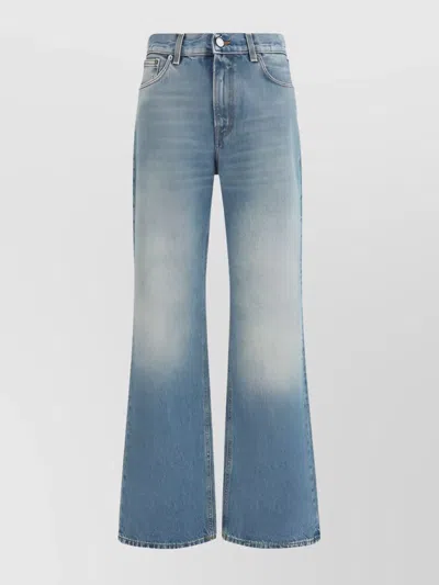 Haikure Wide-leg Denim Trousers Faded Effect In Blue