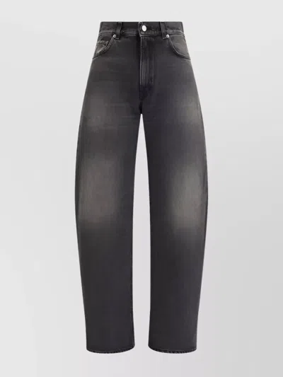 Haikure Wide-leg Denim Trousers With Medium Waist In Black
