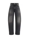 Haikure Wide-leg Denim Trousers With Medium Waist In Black