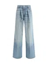 Haikure Wide-leg Denim Trousers Front Pleats