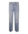 Haikure Distressed Straight Leg Jeans Rivet Detail In Gray