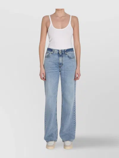 Haikure Wide-leg Korean Denim Trousers With Suede Patch In Multi