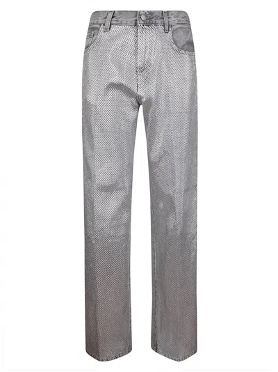Haikure Wide-leg Regular Fit Jeans With Silver Plaques And Five Pockets In Multi