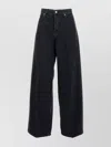 Haikure Wide-leg Jeans With High Waist And Leather Label In Black