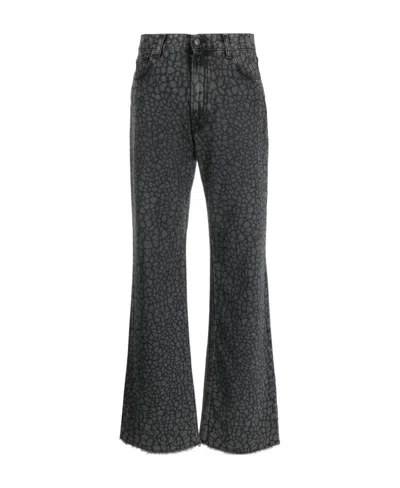 Haikure Wide-legged Belt Ring Jeans In Black