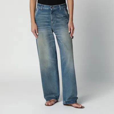 Haikure Wide-leg Blue Washed-effect Jeans