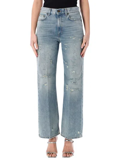Haikure Winny Broken Relaxed Straight Leg Denim Trousers In Blue