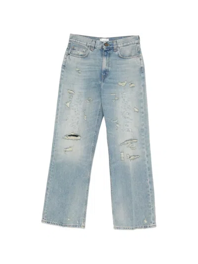 Haikure Winny Dirty Celestial Distressed Jeans In Blue