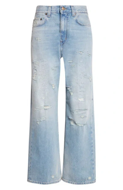 Haikure Winny Distressed Wide Leg Jeans In Blue