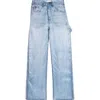 Haikure Winona Denim Print Sheer Silk Pants In Blue Denim Print