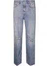 Haikure Distressed Straight Leg Jeans Rivet Detail
