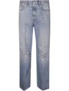 Haikure Distressed Straight Leg Jeans Rivet Detail In Blue
