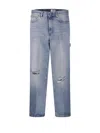 Haikure Distressed Straight Leg Jeans Rivet Detail In Blue