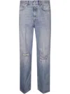 Haikure Distressed Straight Leg Jeans Rivet Detail In Grey