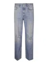 Haikure Distressed Straight Leg Jeans Rivet Detail In Blue