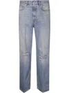 Haikure Distressed Straight Leg Jeans Rivet Detail In Blue