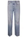 Haikure Distressed Straight Leg Jeans Rivet Detail In Sky Blue