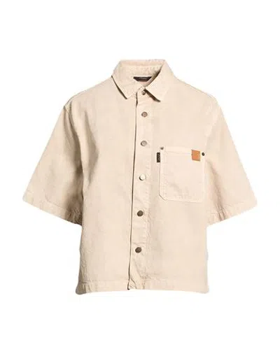 Haikure Woman Denim Shirt Beige Size S Cotton, Linen In Pink