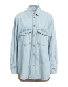 Haikure Woman Denim Shirt Blue Size S Organic Cotton In Blue