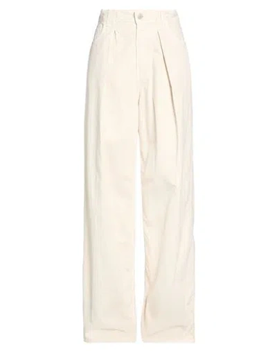 Haikure Woman Jeans Cream Size 26 Cotton, Linen In White