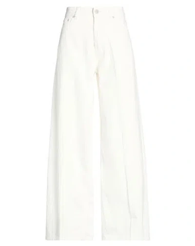 Haikure Woman Jeans White Size 23 Cotton, Linen