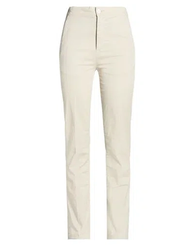 Haikure Woman Pants Beige Size 28 Cotton, Elastane In White