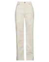 Haikure Woman Pants White Size 29 Cotton, Polyester