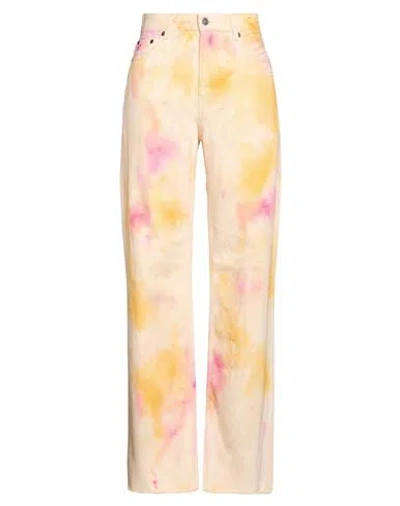 Haikure Woman Pants Yellow Size 25 Cotton In Multi