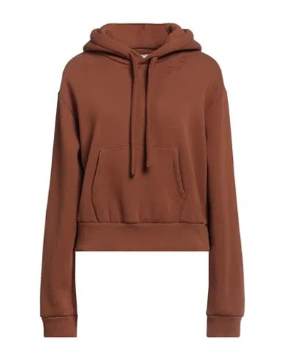 Haikure Woman Sweatshirt Brown Size S Cotton, Linen