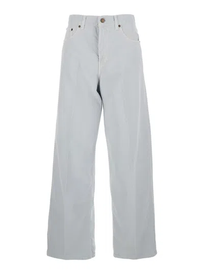 Haikure Women's Baggy Wide-leg Denim Jeans With Belt Loops And Back Logo Patch In Grey