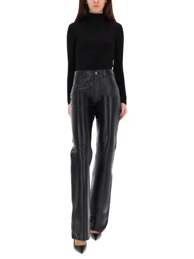 Haikure Women's High-rise Straight-leg Leather Pants In Black
