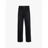 Haikure Womens New Bassano Black Bonnie Logo Leather-patch Wide-leg High-rise Denim Jeans In New Bassano Black