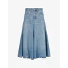 Haikure Womens Serenity A-line Midi Denim Skirt Ionic Blue In Ionic Blue