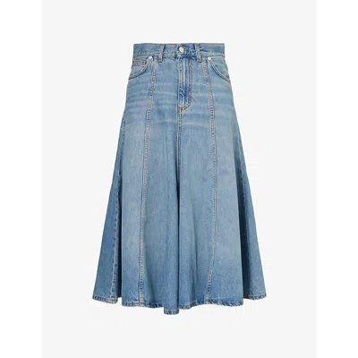 Haikure Womens Serenity A-line Midi Denim Skirt Ionic Blue