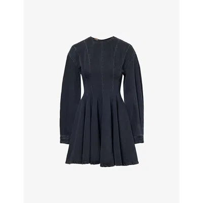 Haikure Womens  Delilah Godet Cotton-blend Mini Dress In Mid Black