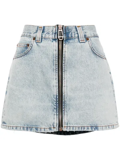 Haikure Zip-front Denim Miniskirt In Blue