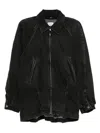 Haikure Zippered Long-sleeved Denim Jacket In Black