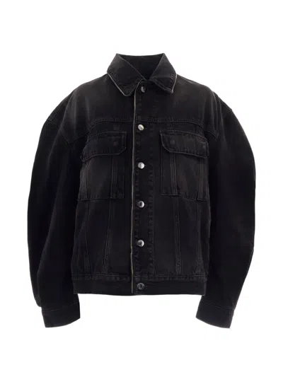 Haikure Zip-detail Denim Jacket In Black