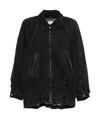 Haikure Zippered Long-sleeved Denim Jacket In Black
