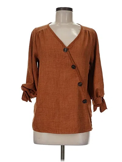 Pre-owned Hailey & Co 3/4 Sleeve Blouse In Brown