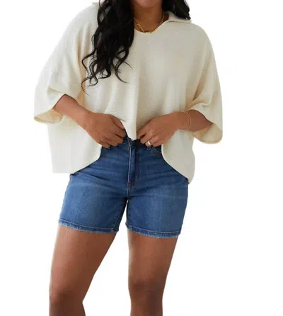 Hailey & Co Brianna Boxy Crop Top In Cream In White
