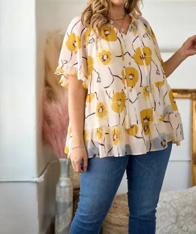 Hailey & Co Calm Mood Tiered Top In Yellow In White