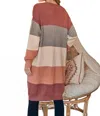 Hailey & Co Color Block Midi Cardigan - Mauve/grey In Multi