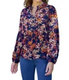 Hailey & Co Floral Print Blouse In Navy Multi In Multi