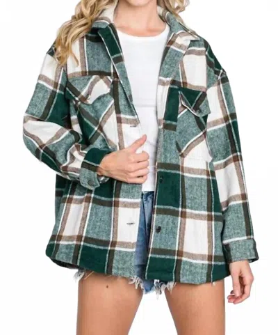 Hailey & Co Going Camping Plaid Shacket In Hunter Green