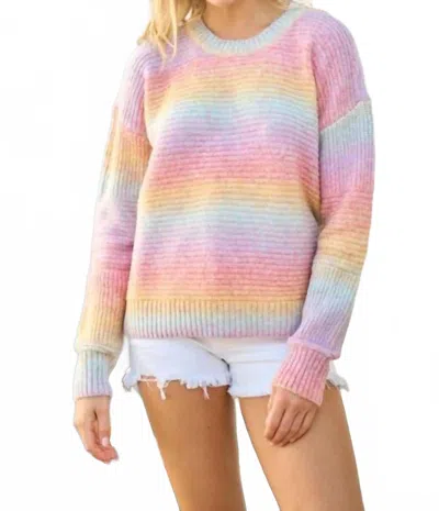 Hailey & Co Happier Days Ombre Color Block Sweater In Rainbow Sherbet In Multi