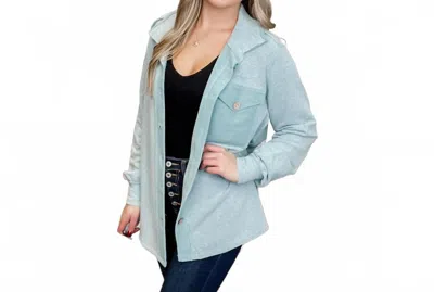 Hailey & Co I've Been Told Knit Long Sleeve Shacket In Blue
